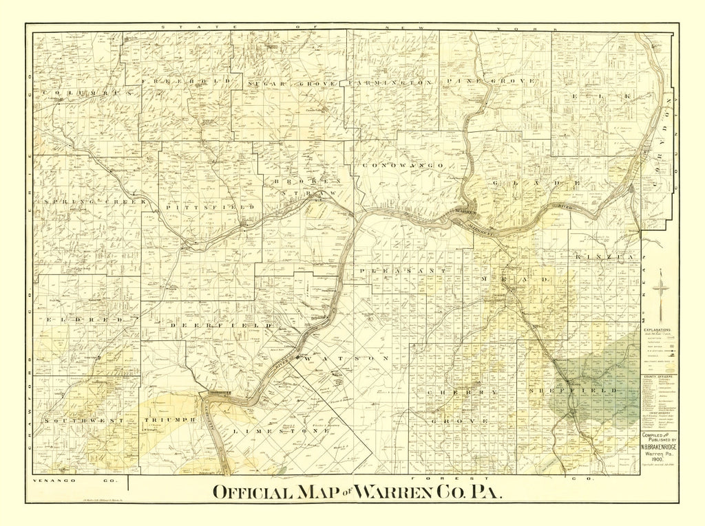 Vintage Map of Warren County, Pennsylvania 1900