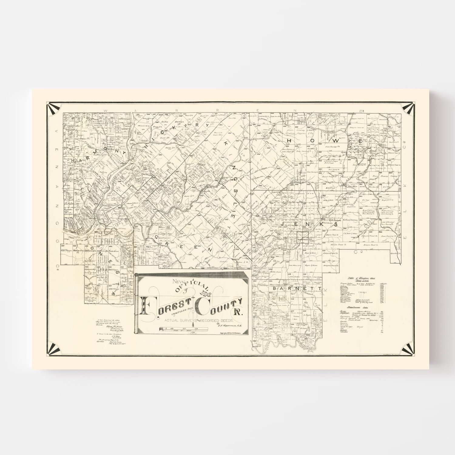 Vintage Map of Forest County, Pennsylvania 1895