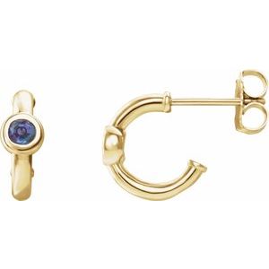 14K Yellow Gold Lab-Grown Alexandrite Huggie Hoop Earrings – image 3
