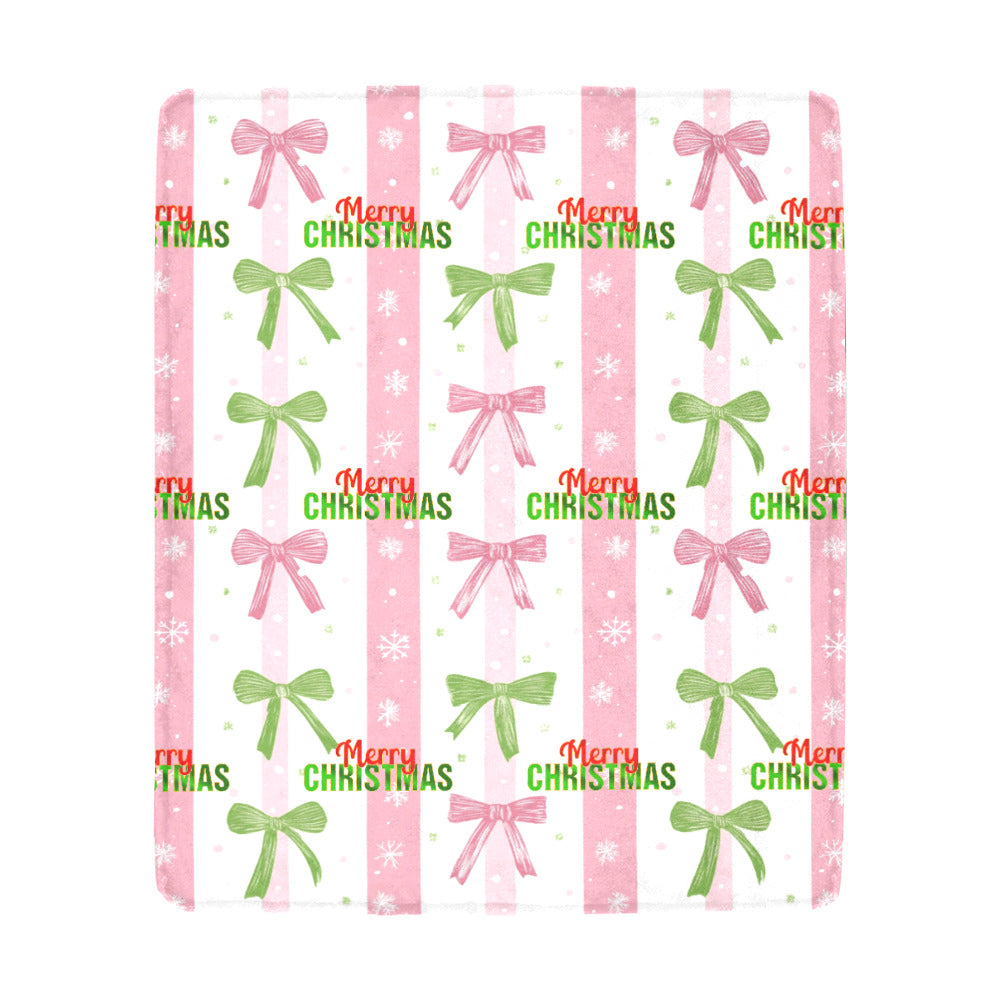 Pink Coquette Merry Christmas Ultra-Soft Micro Fleece Blanket (Made in USA)
