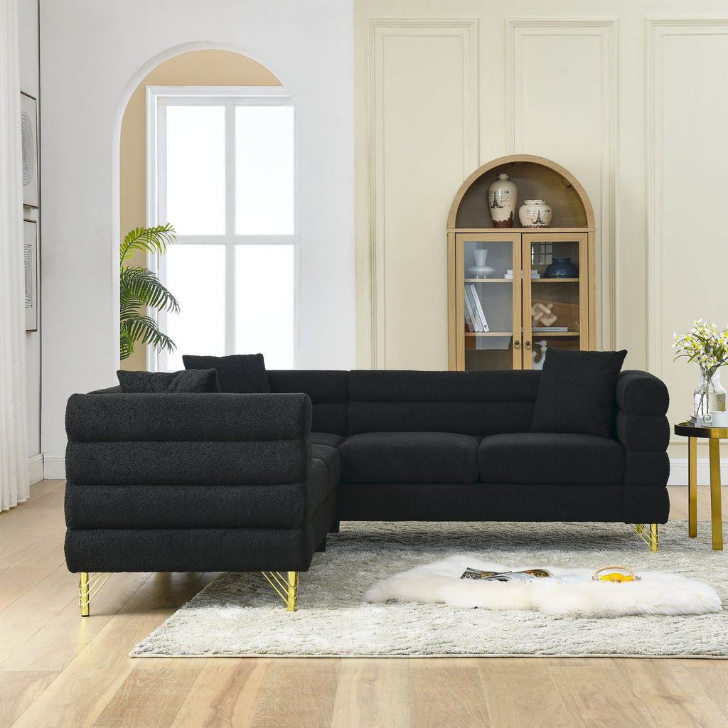 81.5-Inch Oversized Corner Sofa, L-Shaped Sectional Couch,   5-Seater Corner Sofas with 3 Cushions for Living Room, Bedroom, Apartment, Office