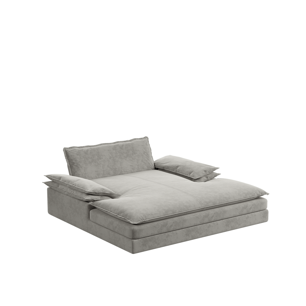 Modern Oversized Double Chaise Lounge Chair,Deep Seat Upholstered Reading Chair with Detachable Design,Chenille Lazy Sofa w/ Large Pillows & Wide Armrests,Suitable for Living Rooms, Apartments,Grey