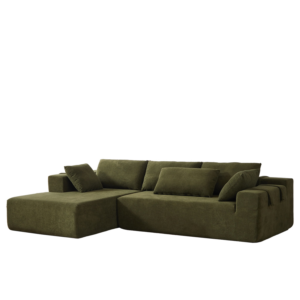 Modern Chenille Upholstered Sectional Sofa Couch Set,Modular 108' L Shaped Sectional Living Room Sofa Set With 6 Pillows,Free Combination Sofa Couch for Living Room,Bedroom(Left Chaise)