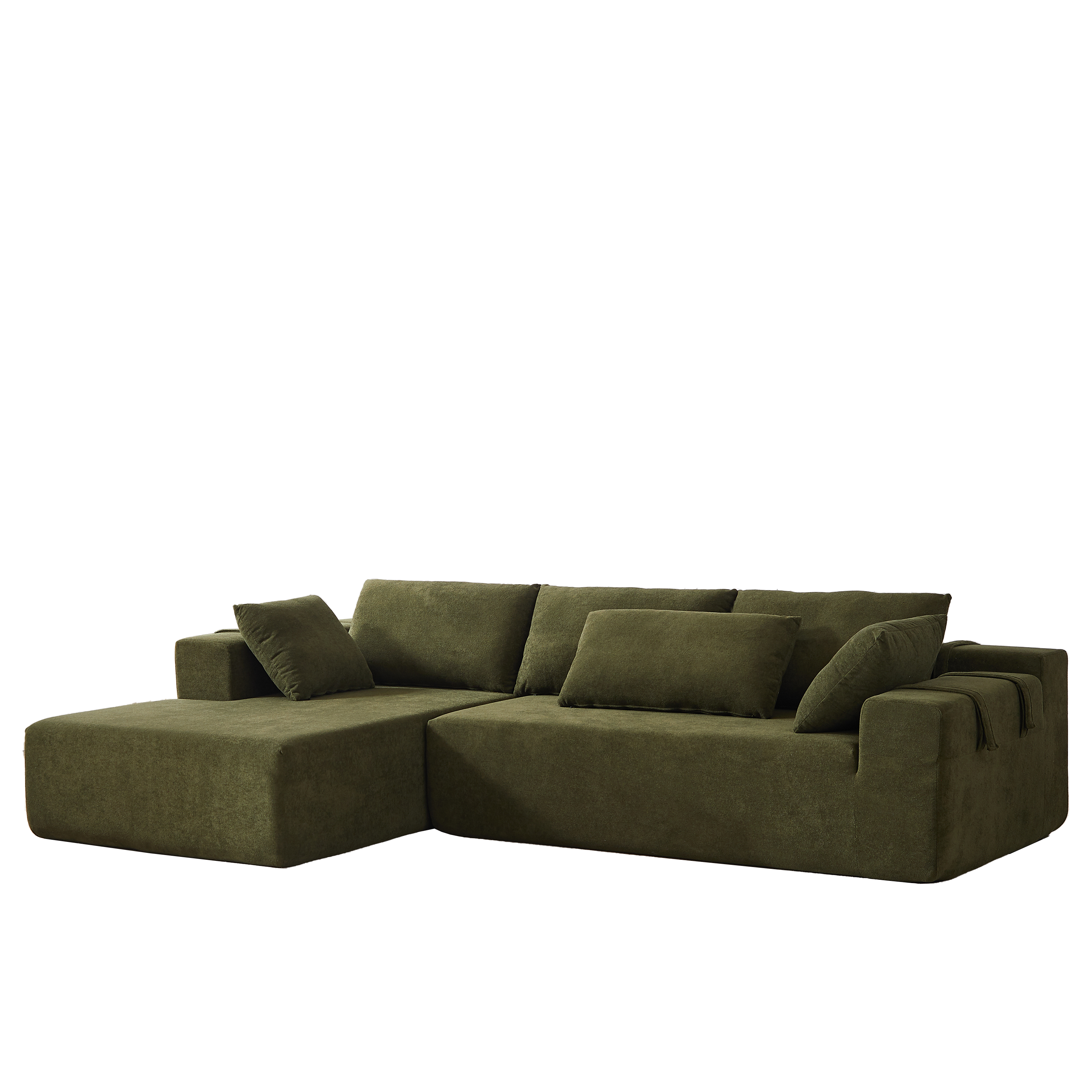Modern Chenille Upholstered Sectional Sofa Couch Set,Modular 108' L Shaped Sectional Living Room Sofa Set With 6 Pillows,Free Combination Sofa Couch for Living Room,Bedroom(Left Chaise)