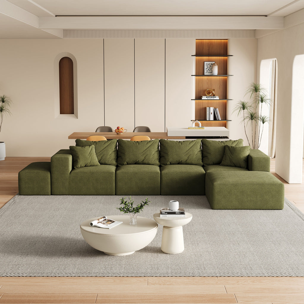 Modern Upholstered Sectional Boneless Couch Set,Modular 132' L Shaped Sectional Living Room Sofa Set With 6 Pillows,Free Combination Sofa Couch for Living Room,Bedroom