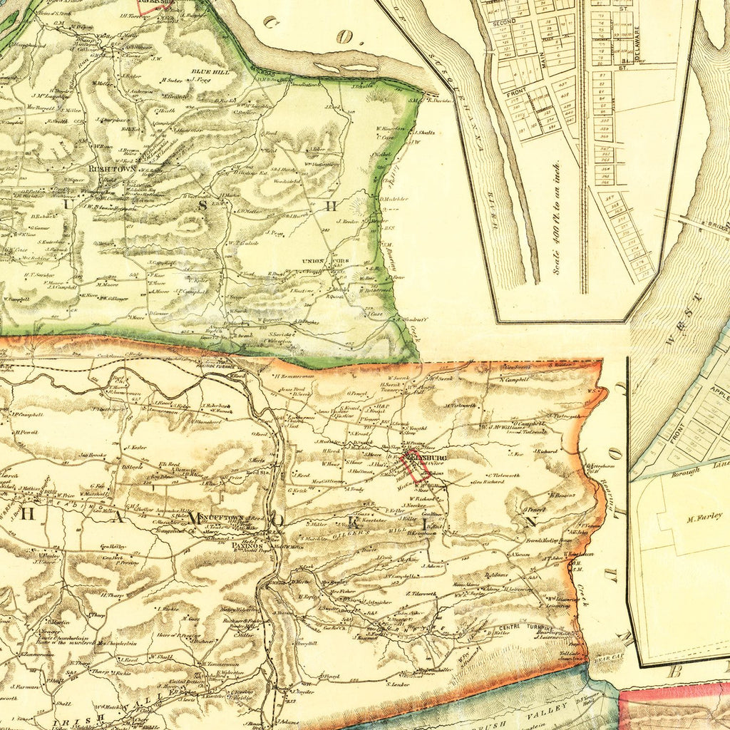Vintage Map of Northumberland County, Pennsylvania 1874