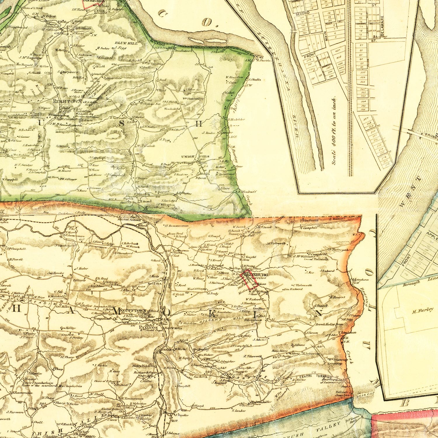 Vintage Map of Northumberland County, Pennsylvania 1874