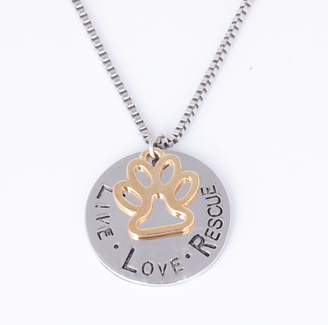 Round Dog Paw Tag Short Necklace