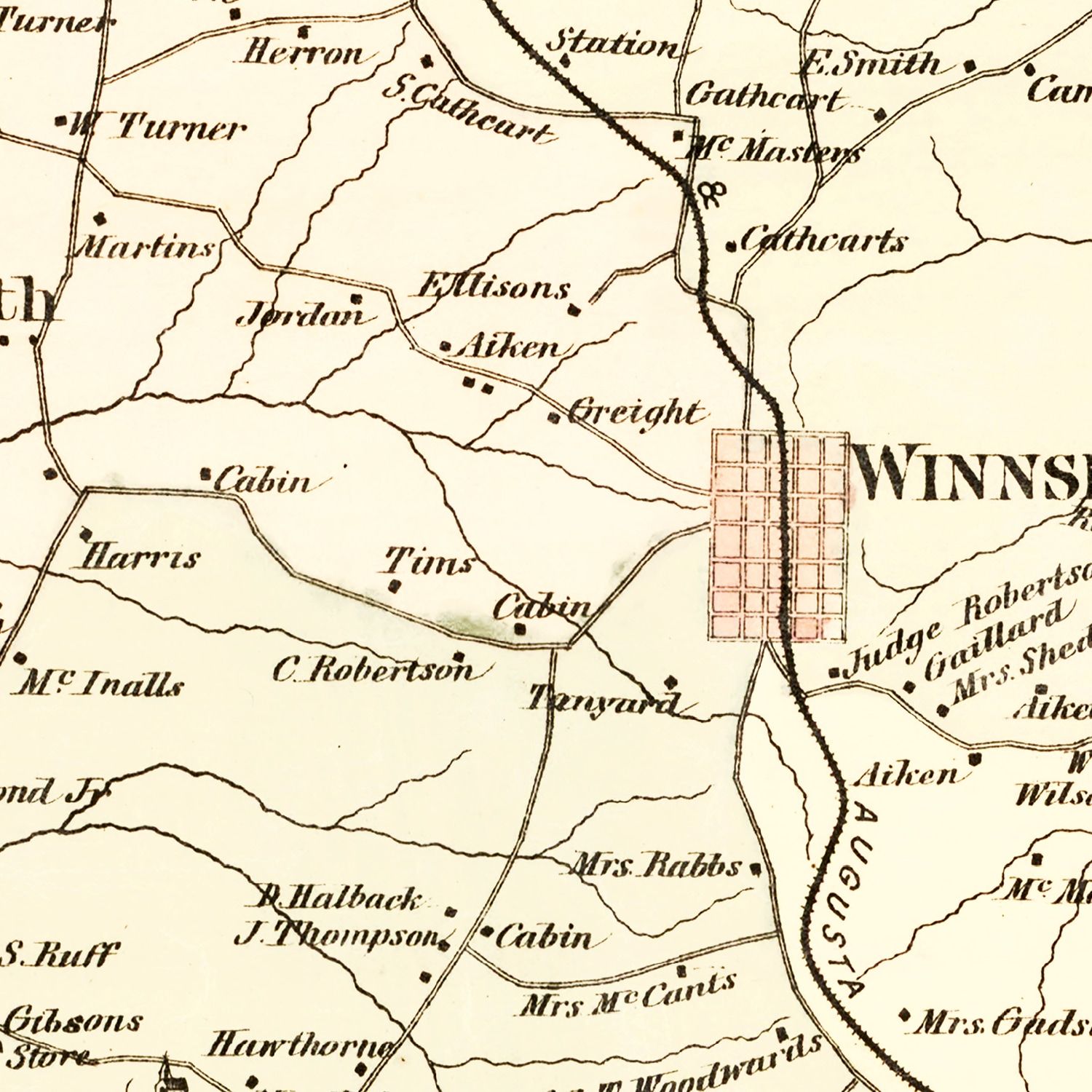 Vintage Map of Fairfield County, South Carolina 1876