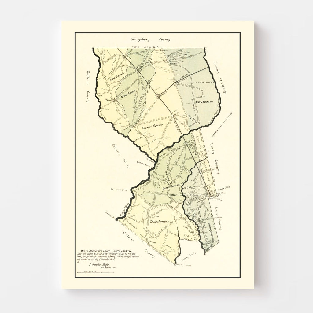 Vintage Map of Dorchester County, South Carolina 1900
