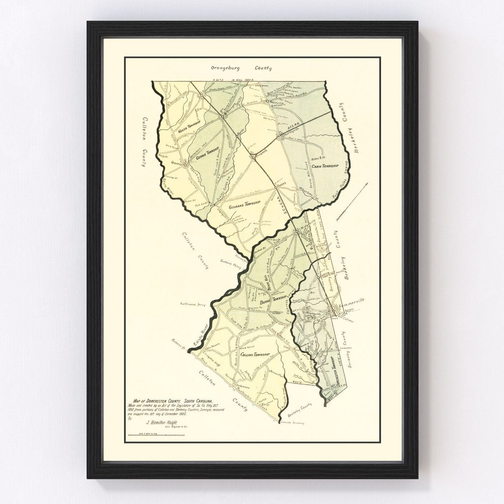 Vintage Map of Dorchester County, South Carolina 1900
