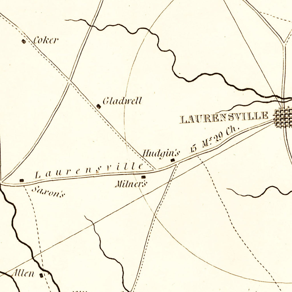 Vintage Map of Laurens County, South Carolina 1825