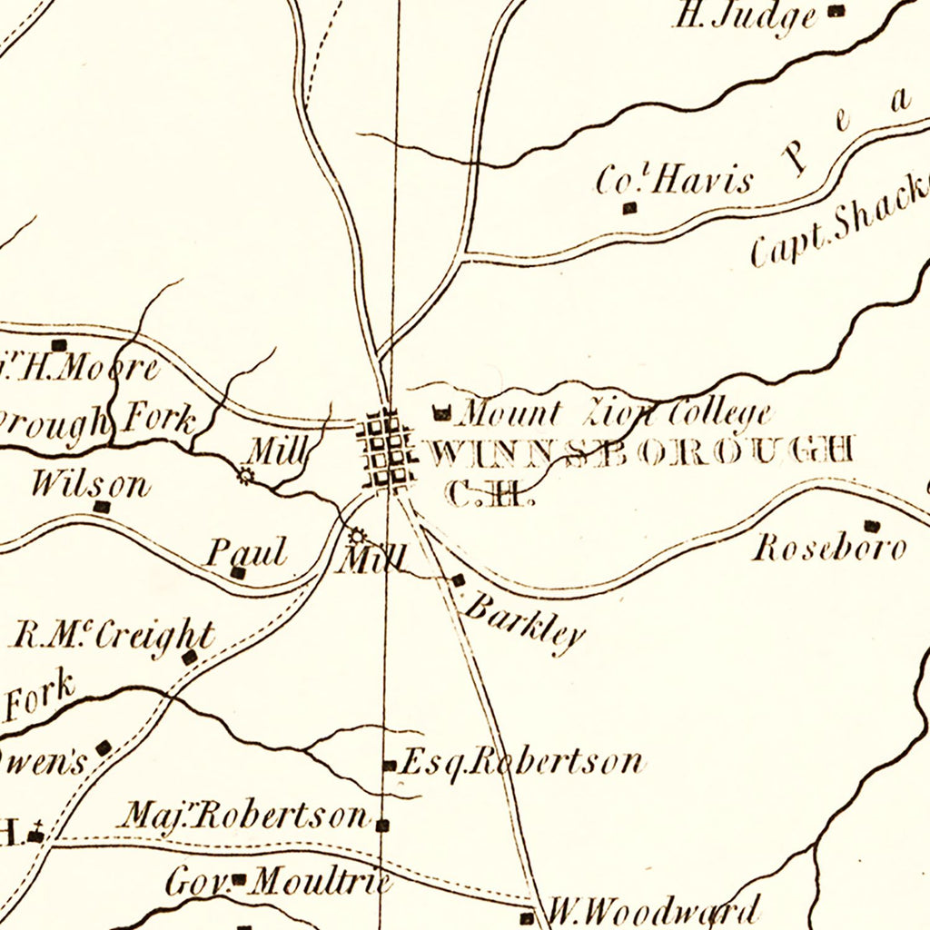Vintage Map of Fairfield County, South Carolina 1825
