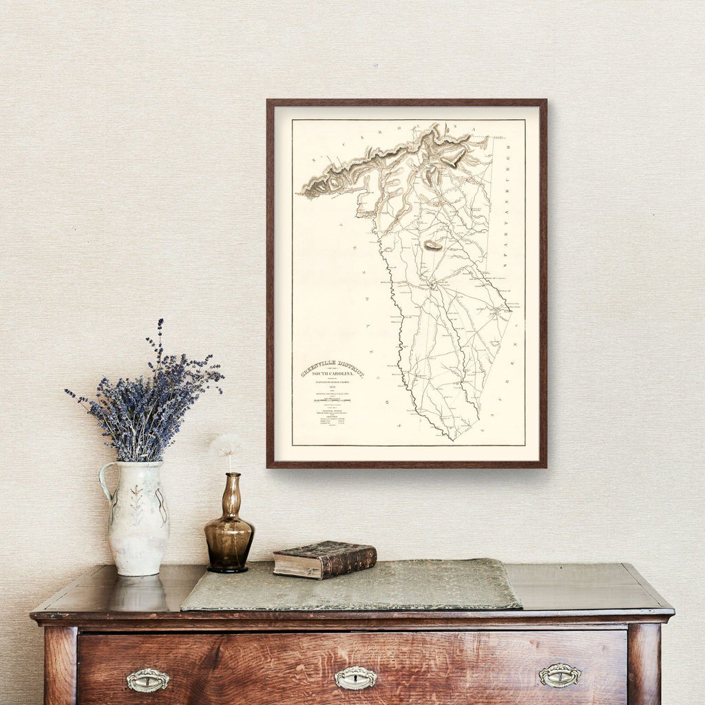 Vintage Map of Greenville County, South Carolina 1825