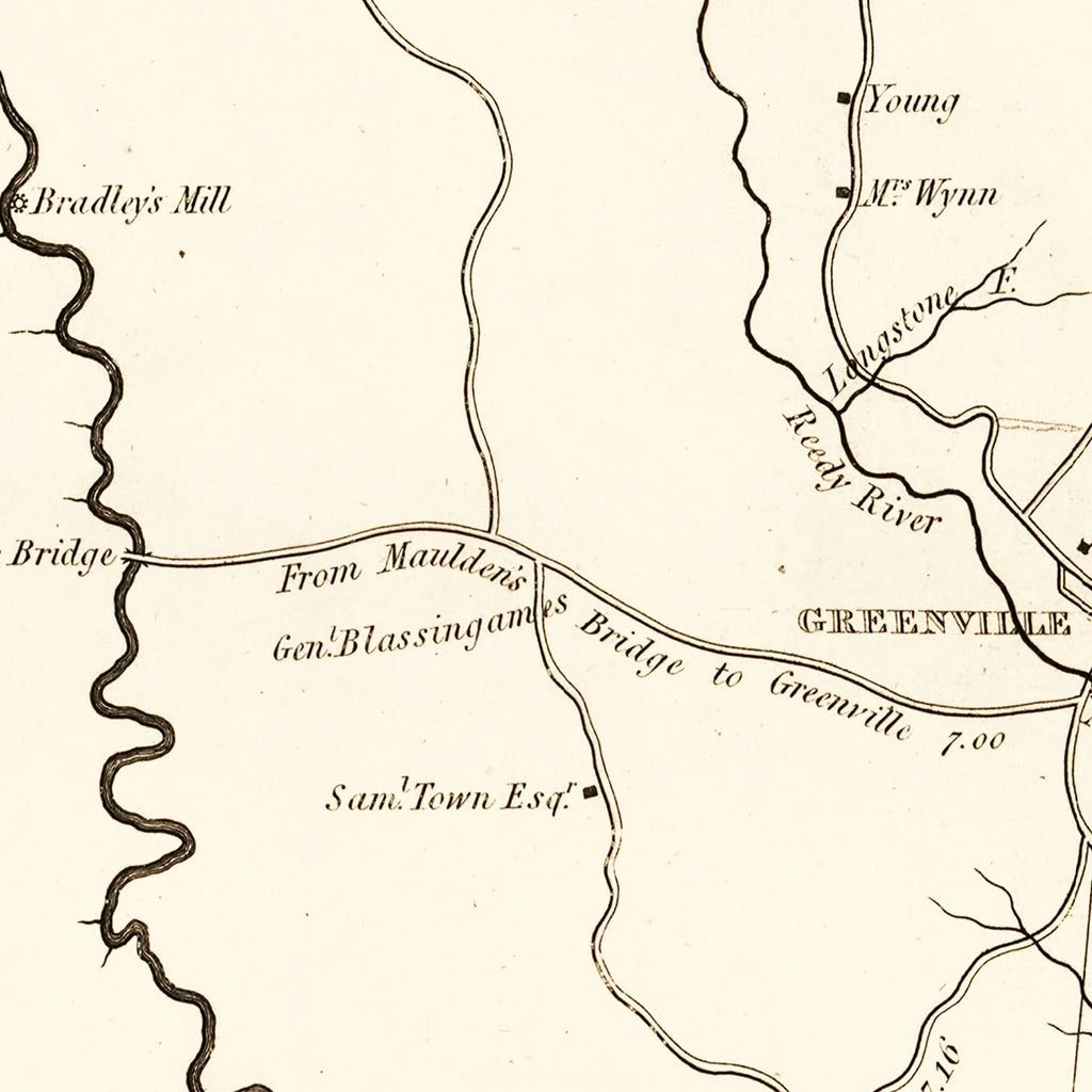 Vintage Map of Greenville County, South Carolina 1825
