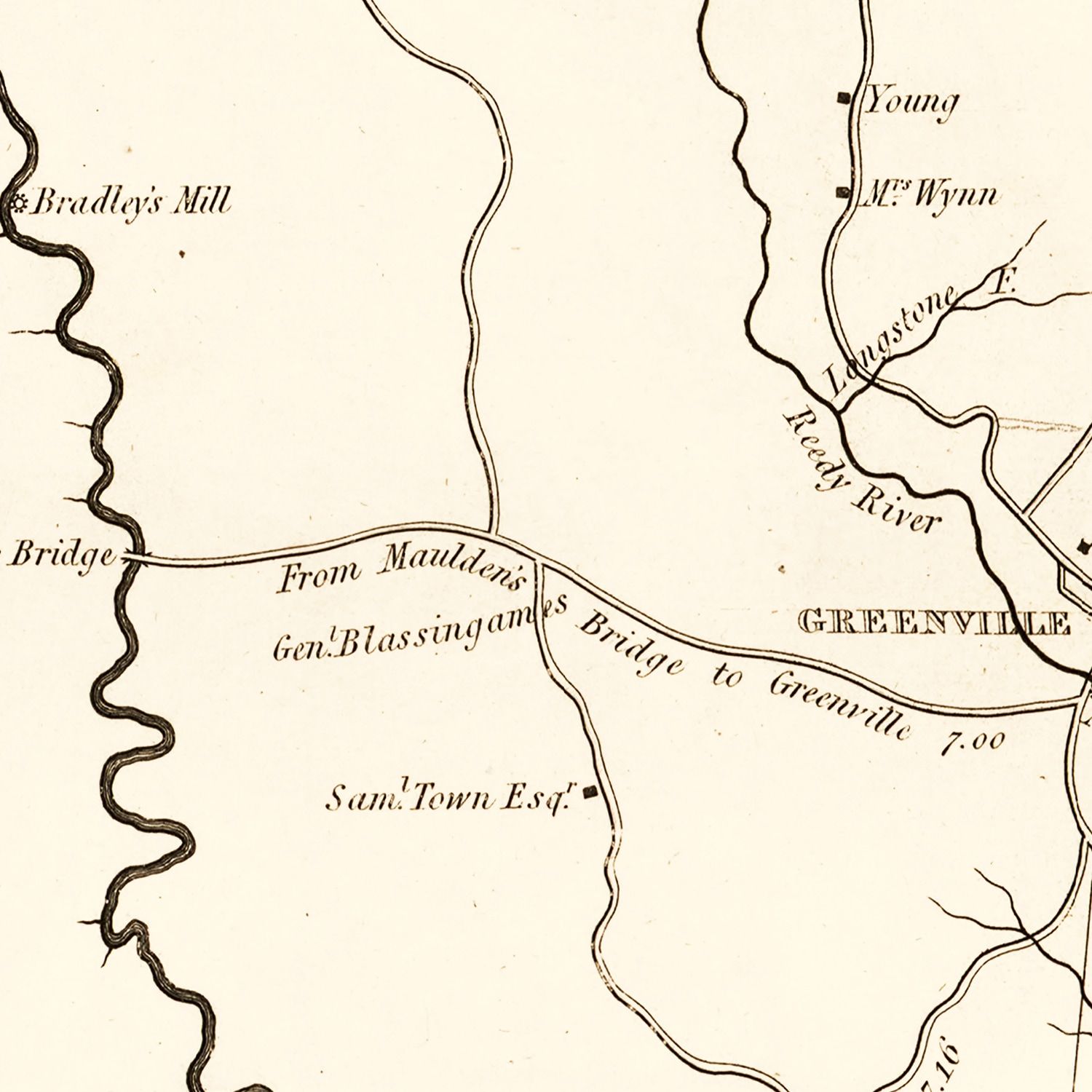 Vintage Map of Greenville County, South Carolina 1825