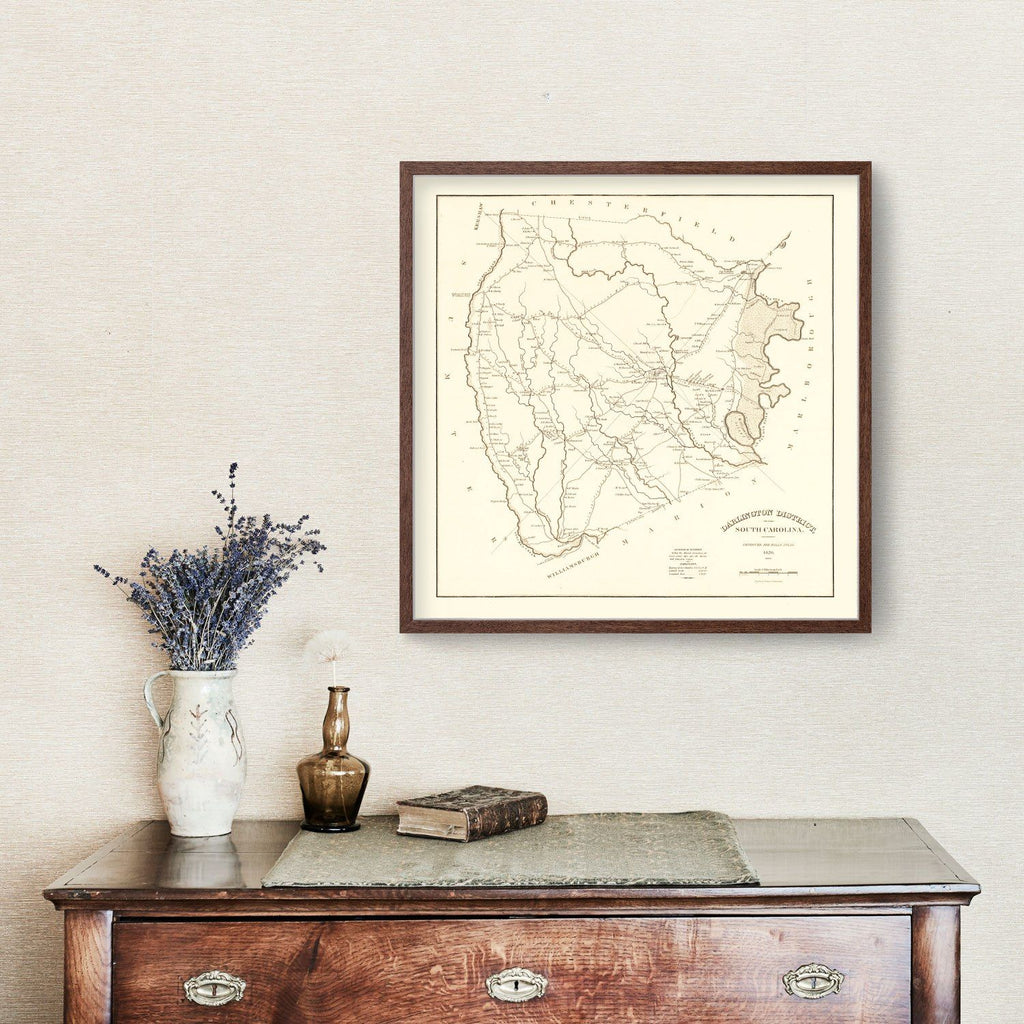 Vintage Map of Darlington County, South Carolina 1825