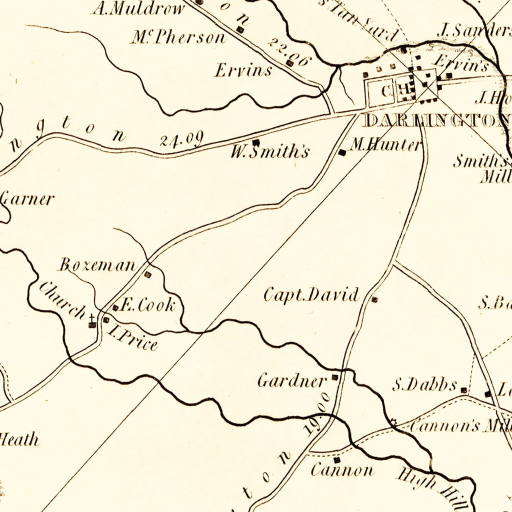 Vintage Map of Darlington County, South Carolina 1825