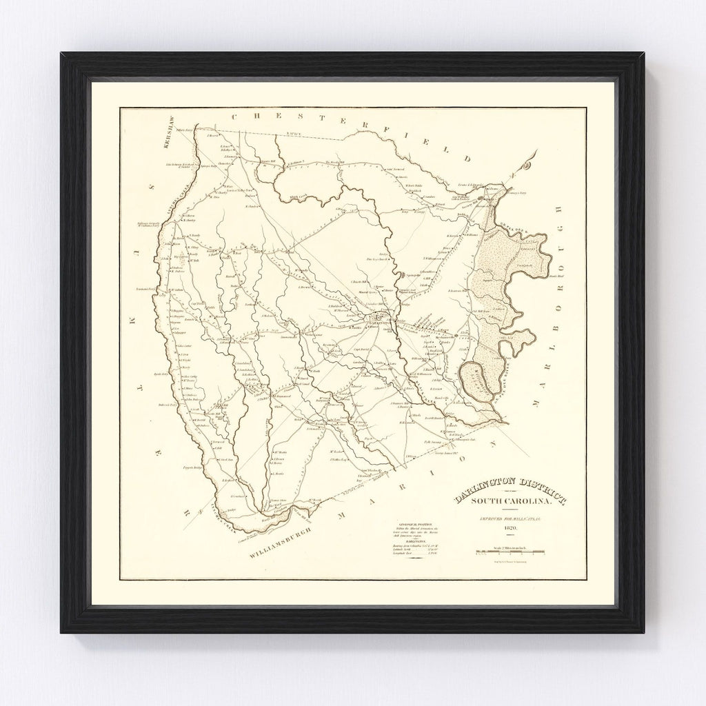 Vintage Map of Darlington County, South Carolina 1825