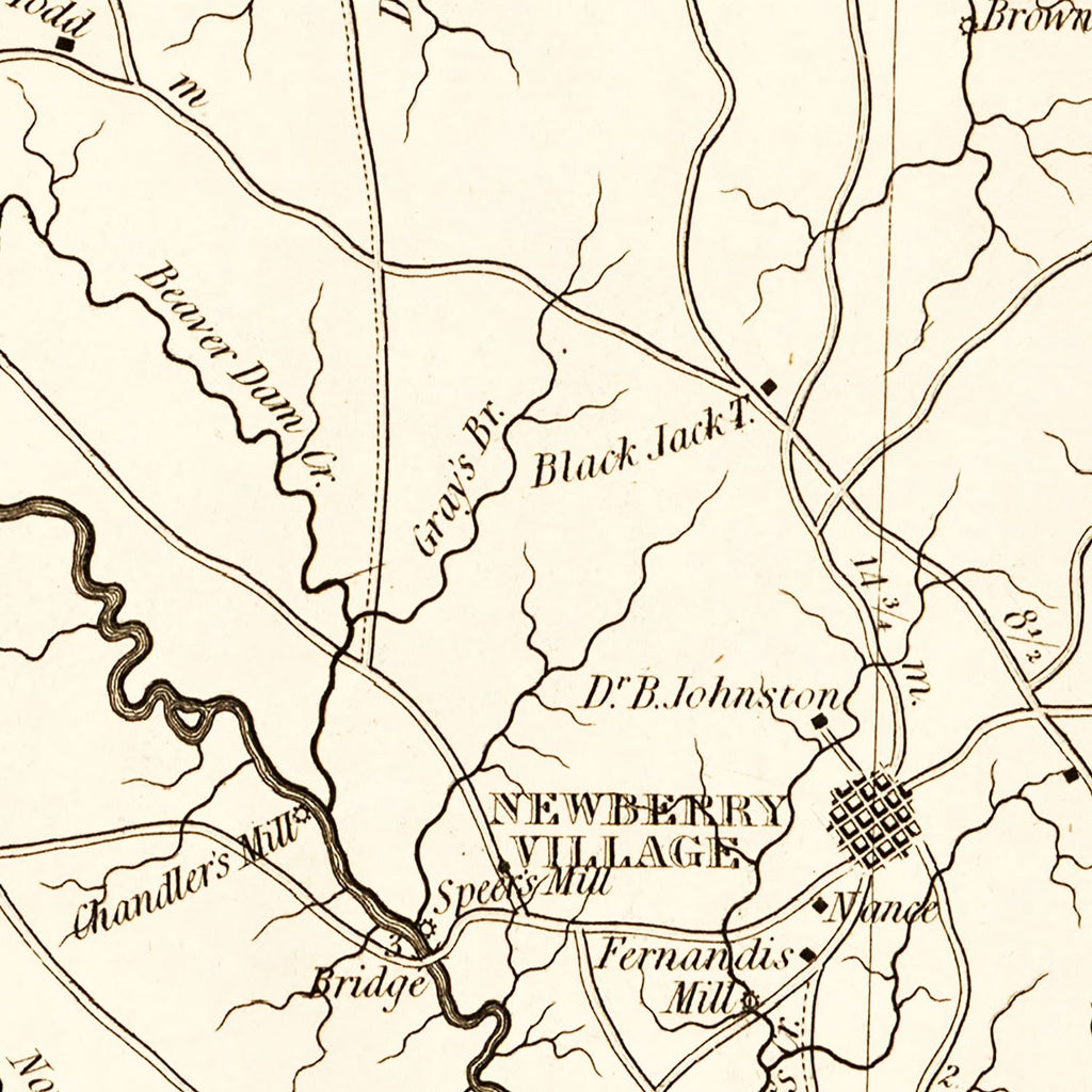Vintage Map of Newberry County, South Carolina 1820