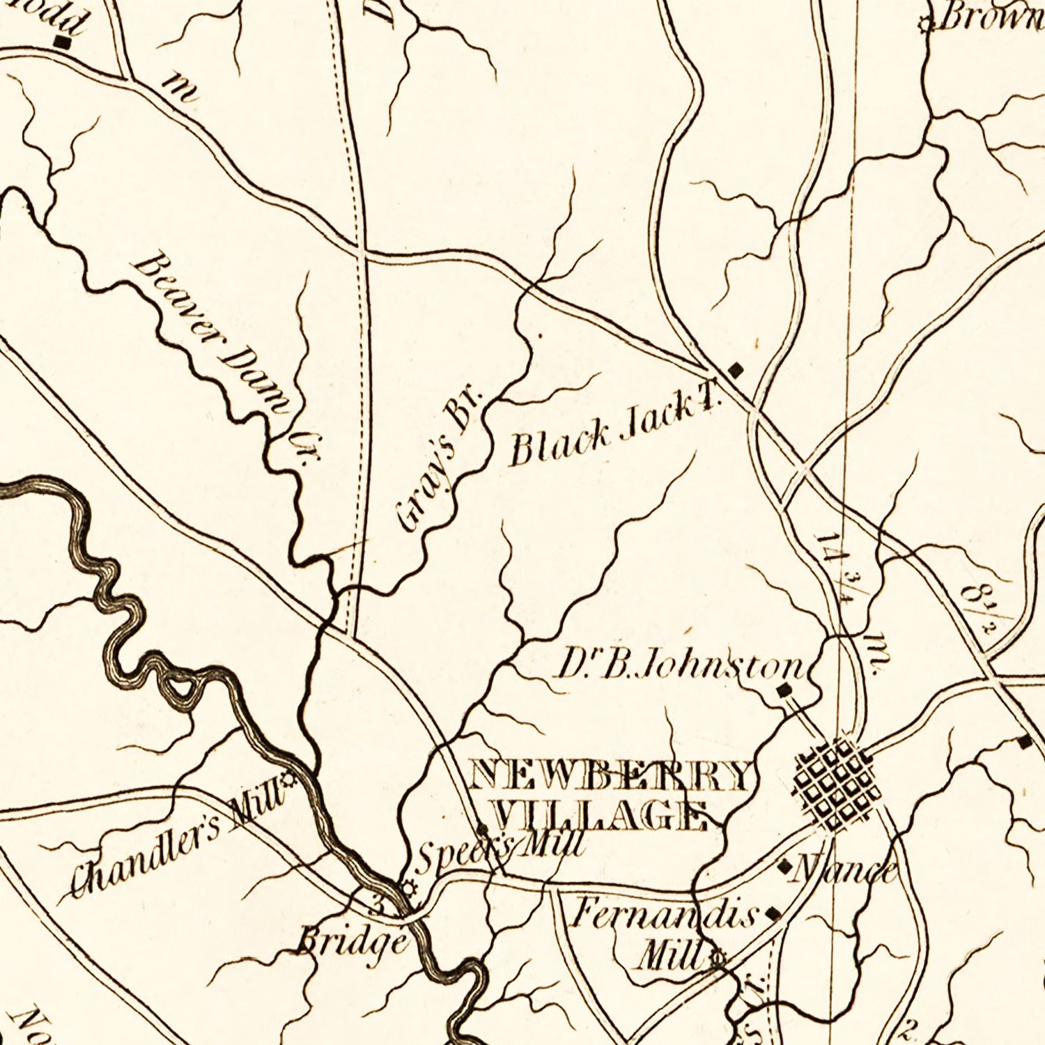 Vintage Map of Newberry County, South Carolina 1820