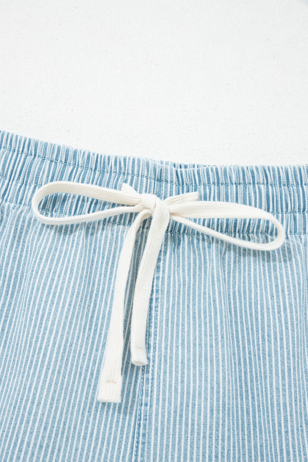 Plus Size Stripe Denim Contrast Drawstring Shorts