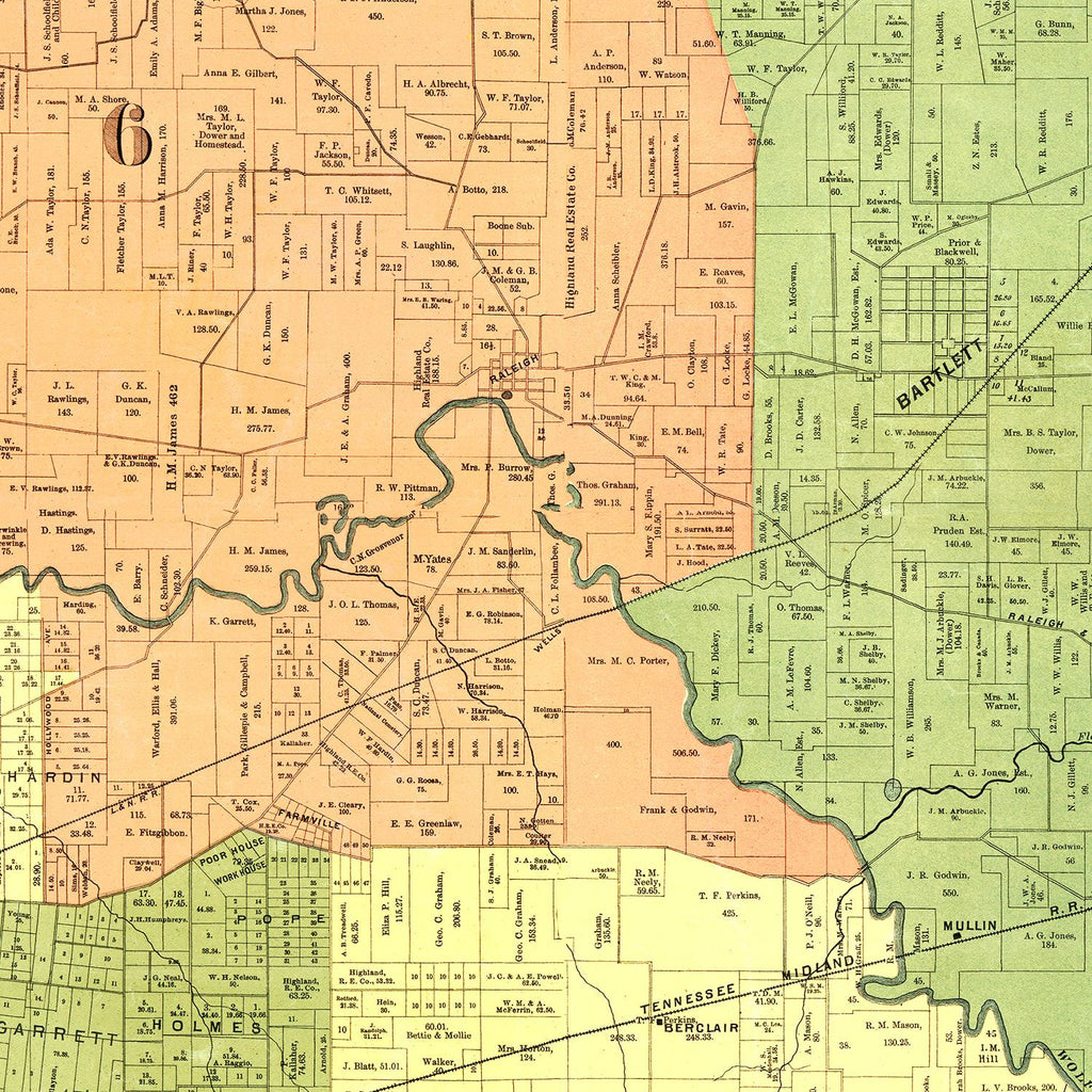Vintage Map of Shelby County, Tennessee 1888