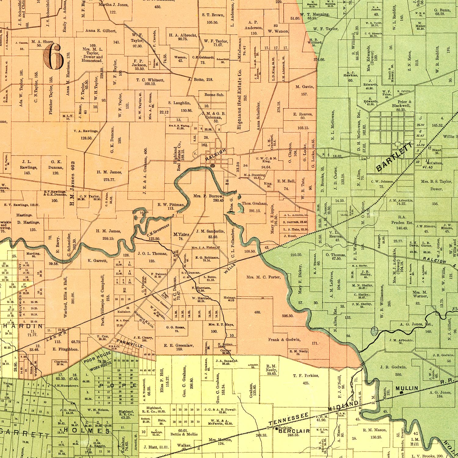 Vintage Map of Shelby County, Tennessee 1888