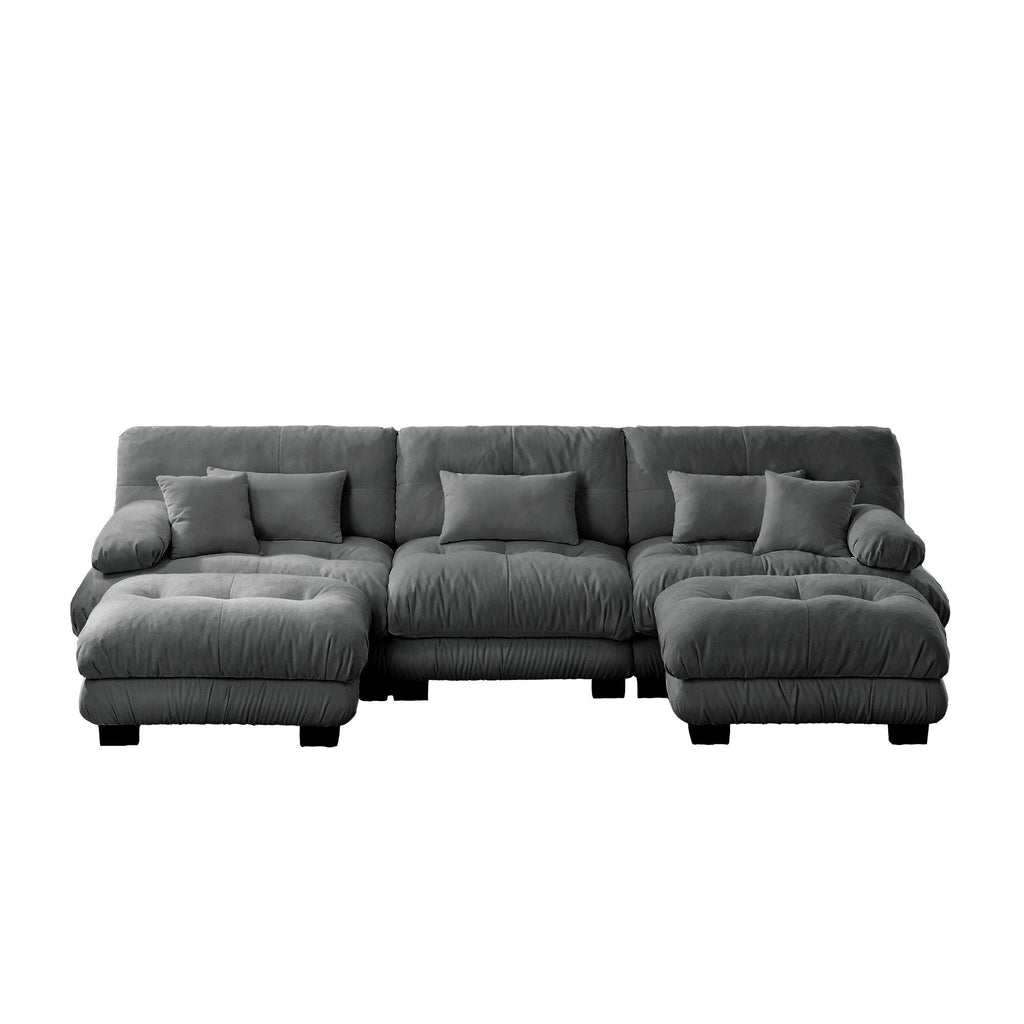 Luxury Modular Sectional Sofa Couch - Oversized U Shaped Cloud Couch for Living Room,Deep Seat Sofa Couch with 2 Ottomans ,Chenille Gray