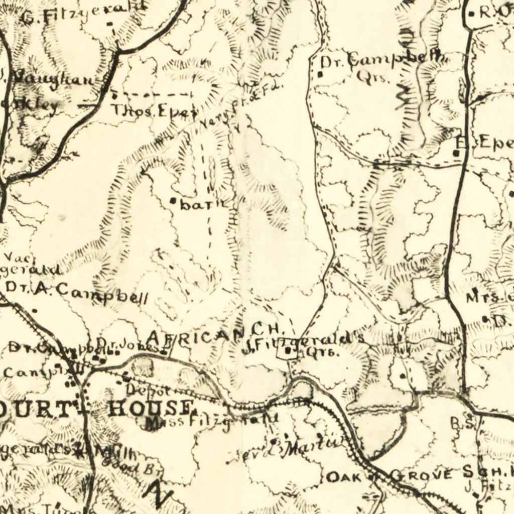Vintage Map of Nottoway County, Virginia 1864