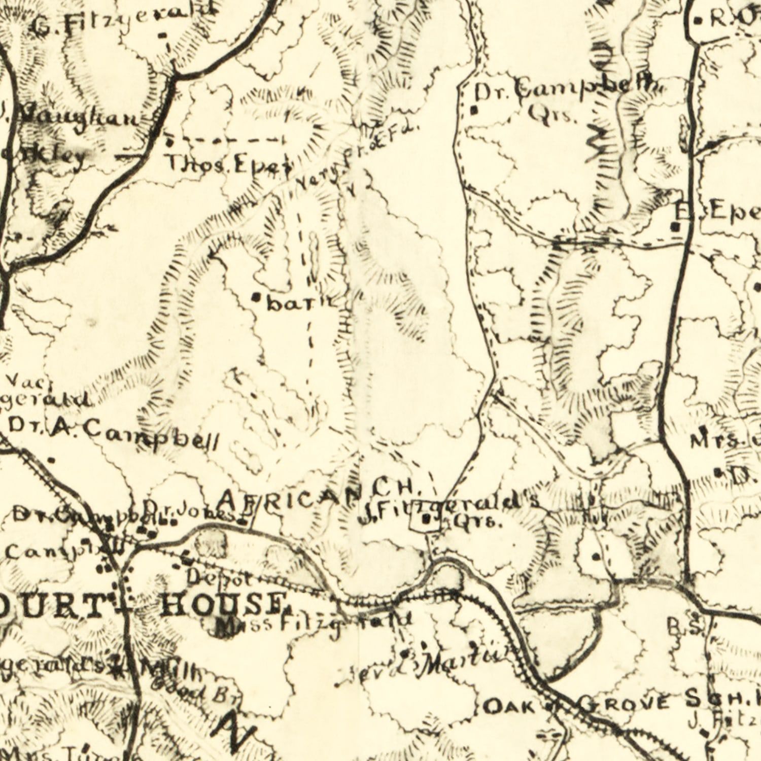 Vintage Map of Nottoway County, Virginia 1864