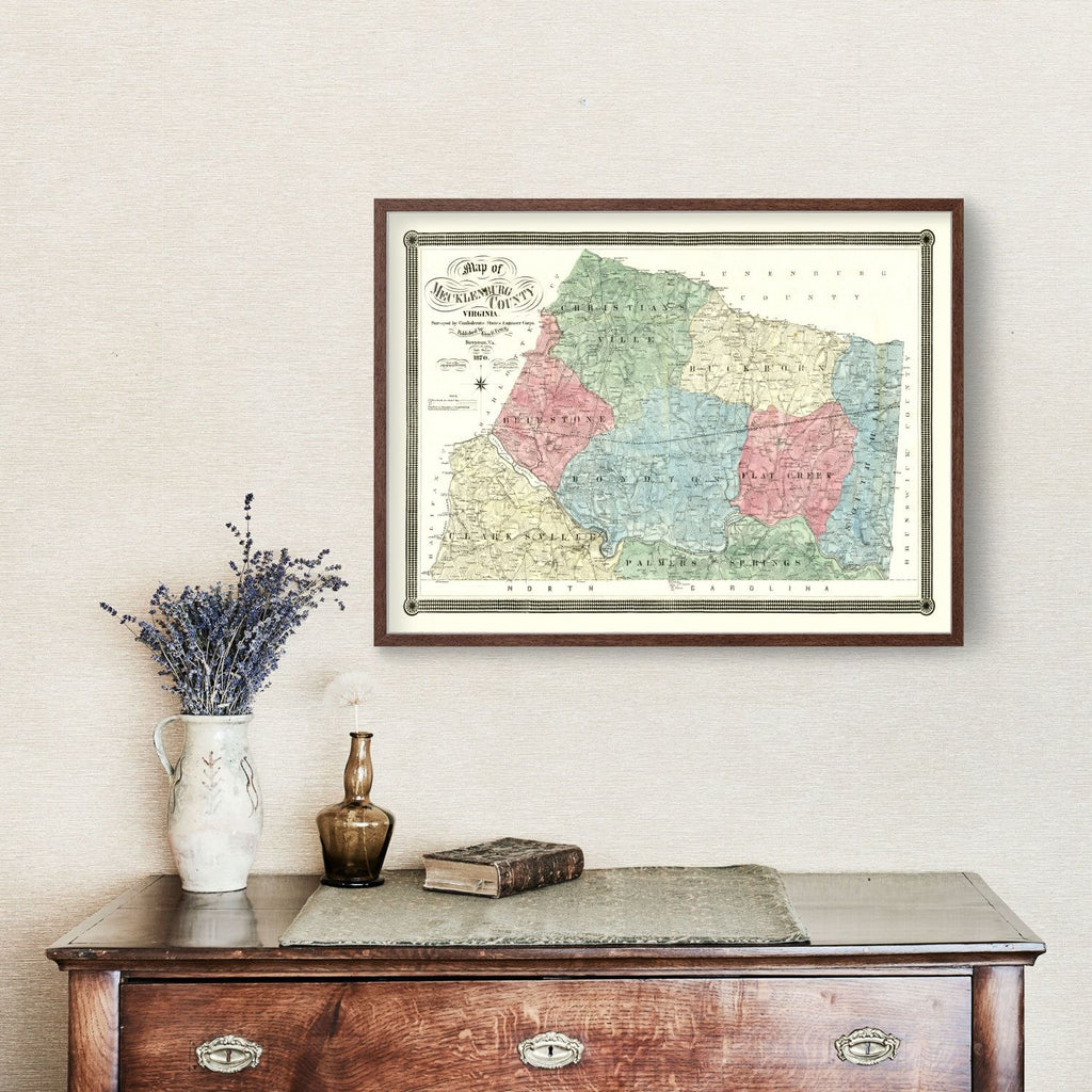 Vintage Map of Mecklenburg County, Virginia 1870