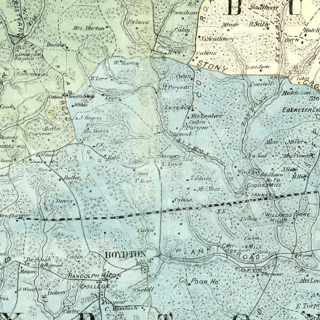 Vintage Map of Mecklenburg County, Virginia 1870