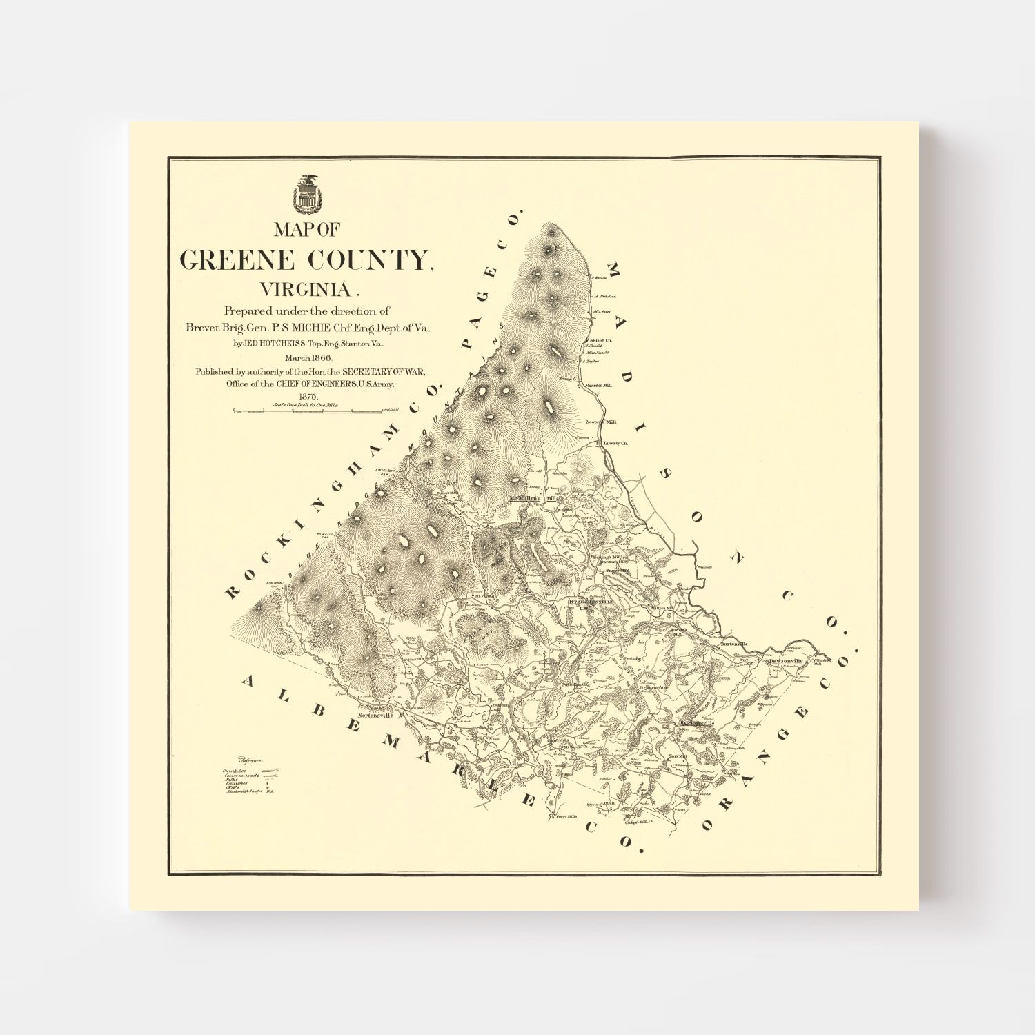 Vintage Map of Greene County, Virginia 1875