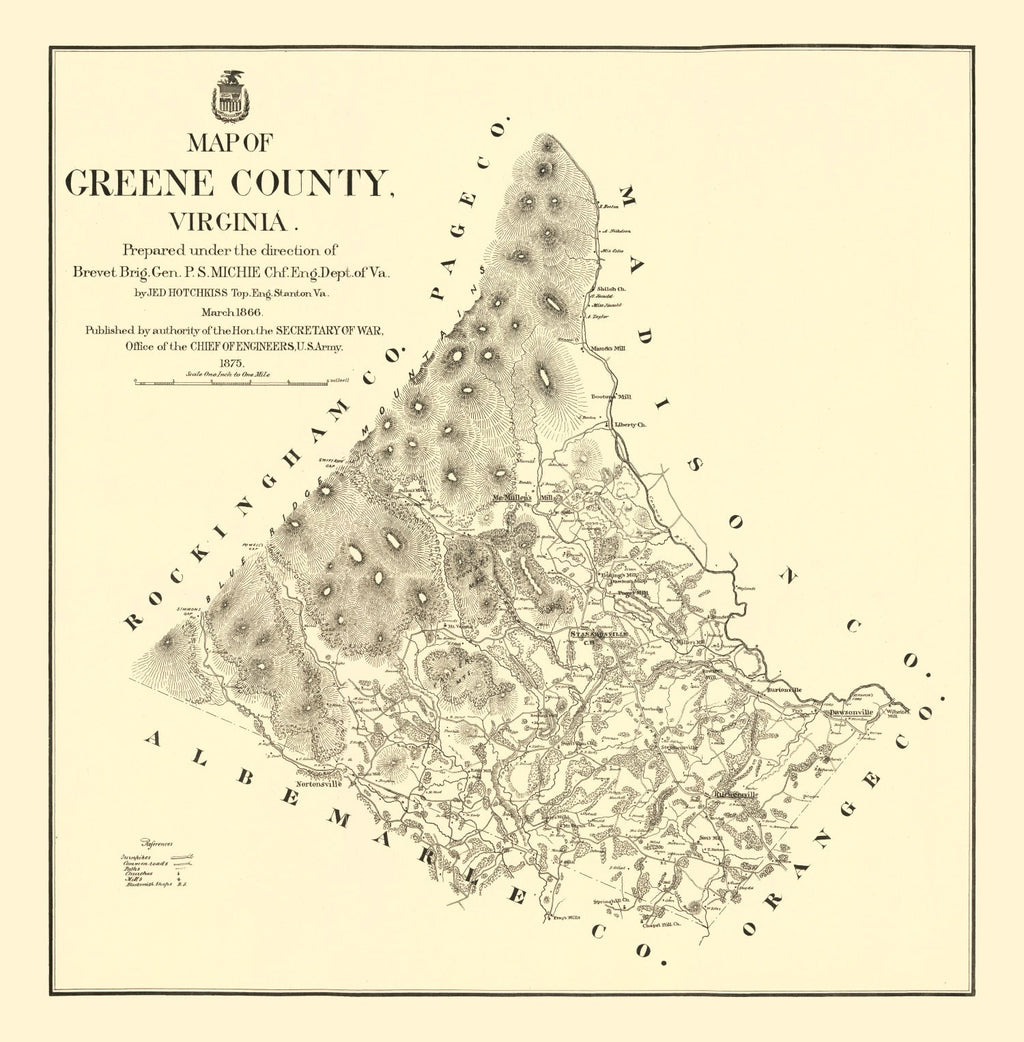 Vintage Map of Greene County, Virginia 1875