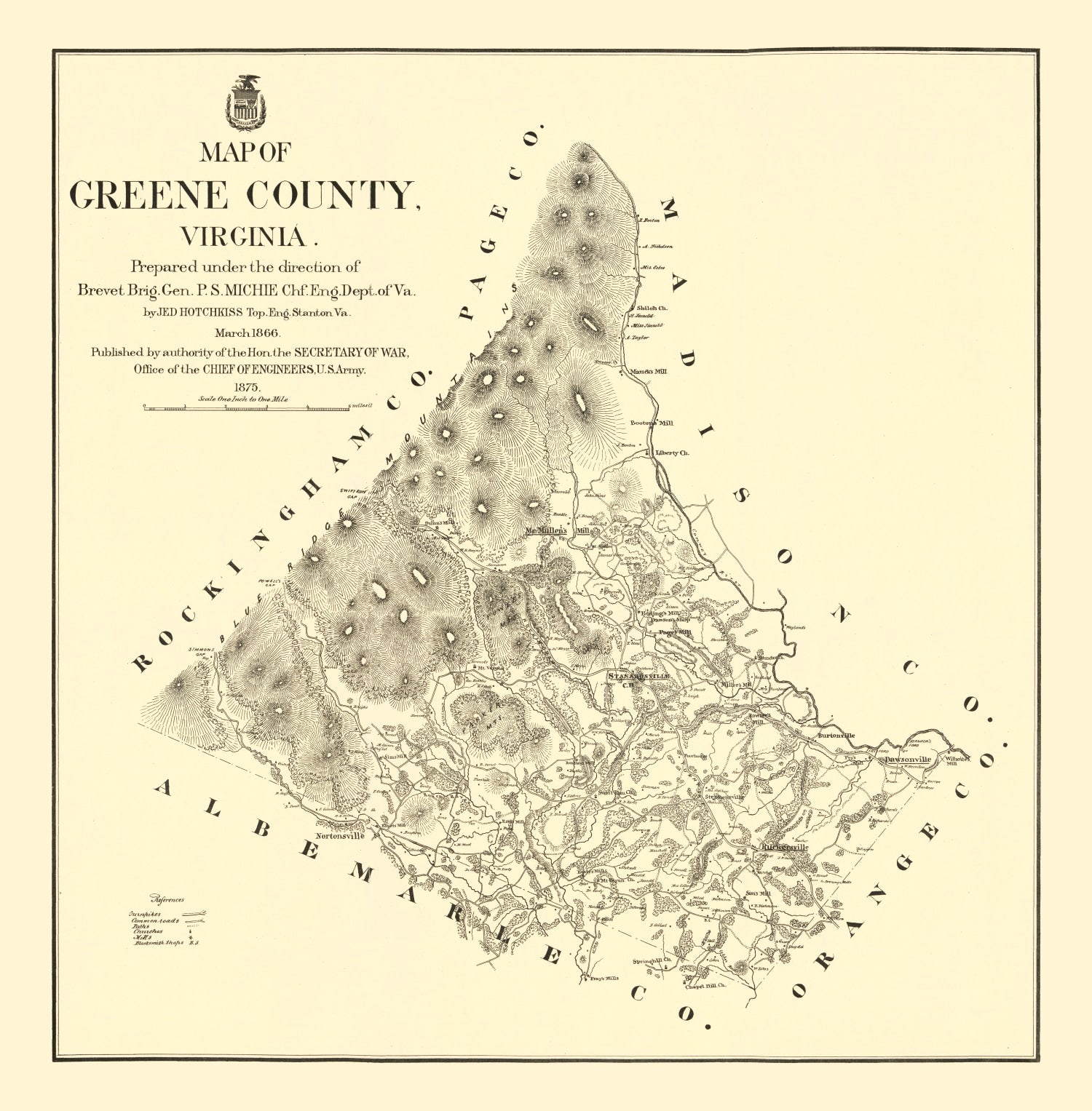 Vintage Map of Greene County, Virginia 1875