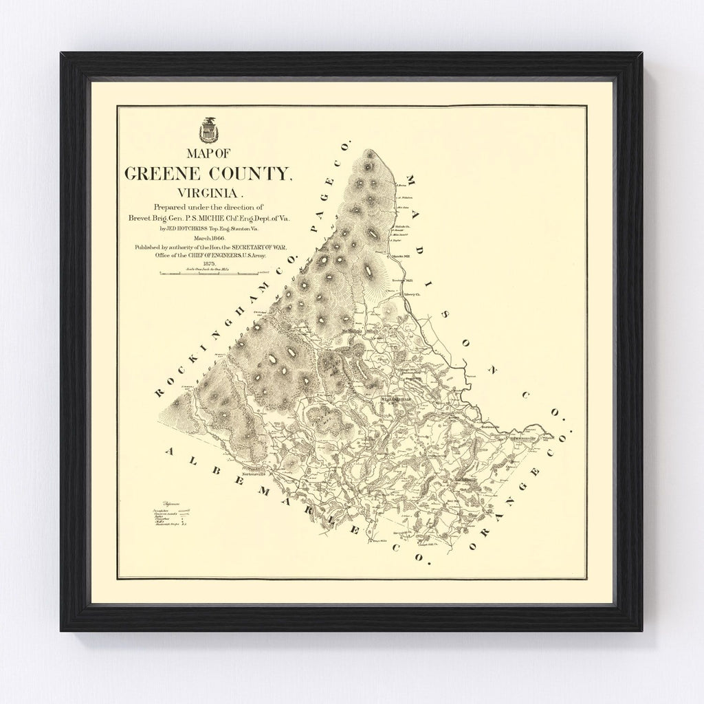 Vintage Map of Greene County, Virginia 1875