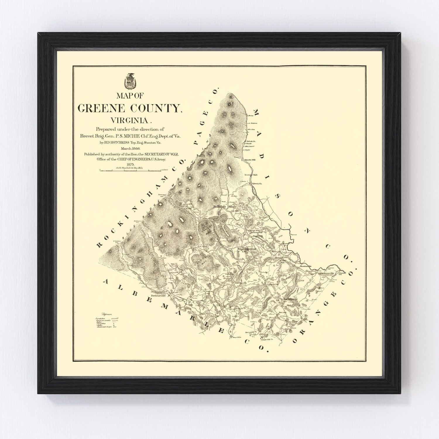 Vintage Map of Greene County, Virginia 1875