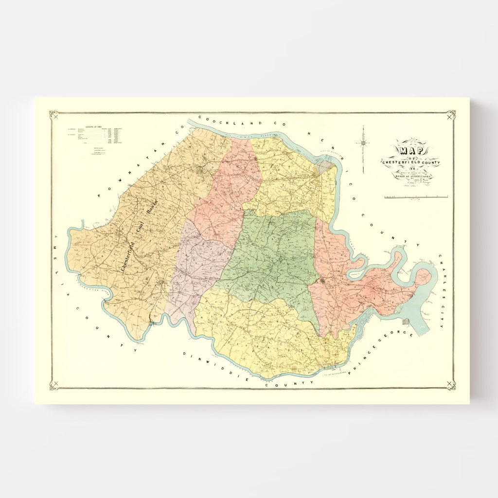 Vintage Map of Chesterfield County, Virginia 1888