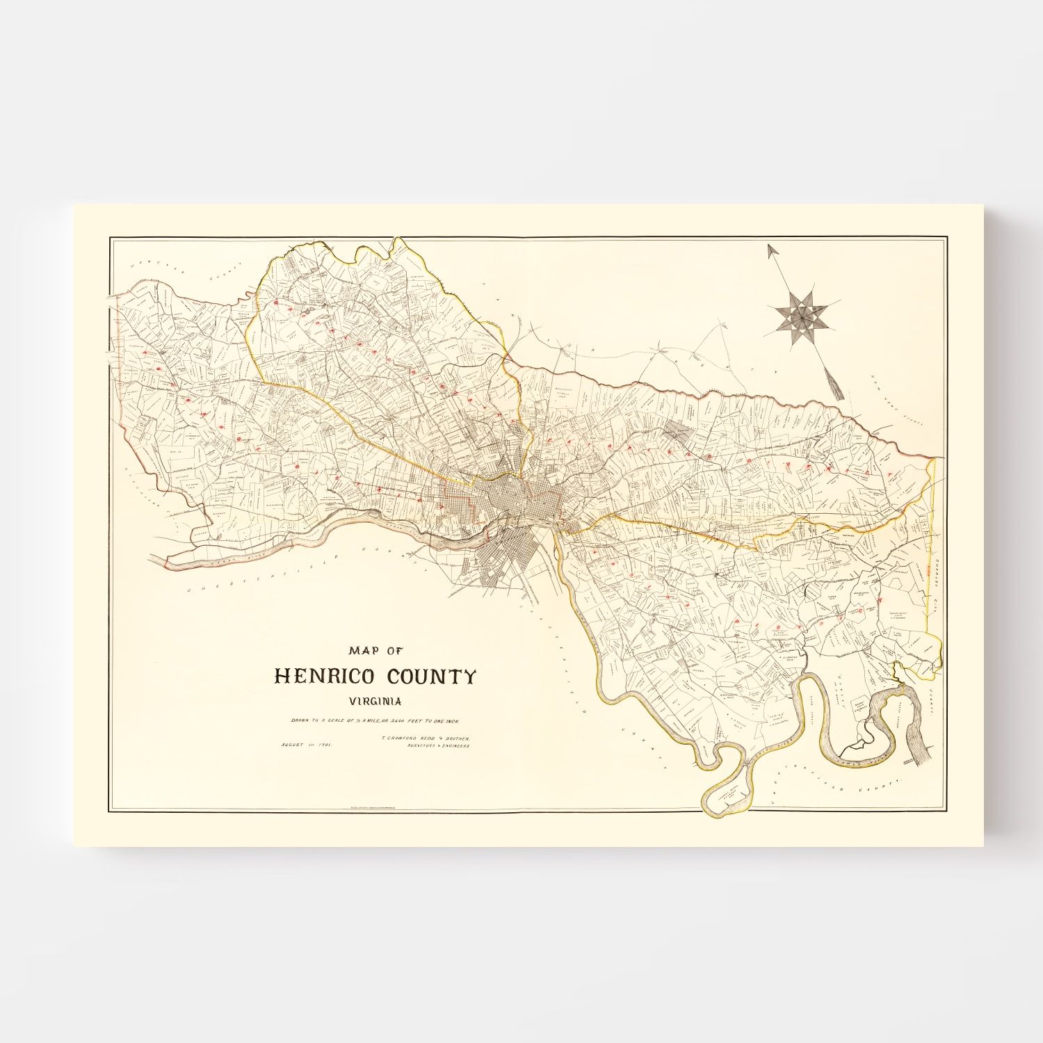 Vintage Map of Henrico County, Virginia 1901