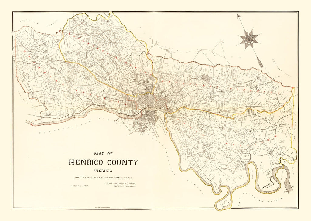 Vintage Map of Henrico County, Virginia 1901