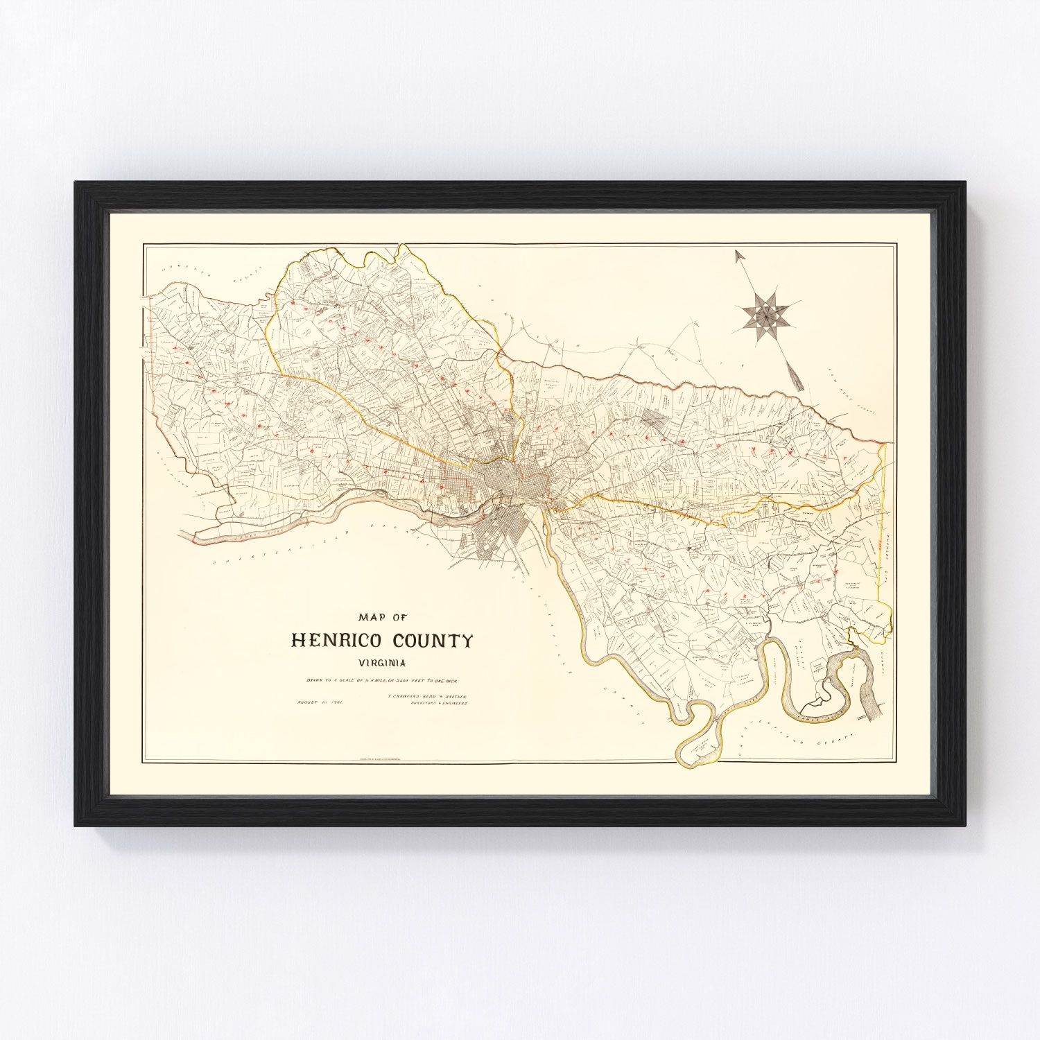 Vintage Map of Henrico County, Virginia 1901