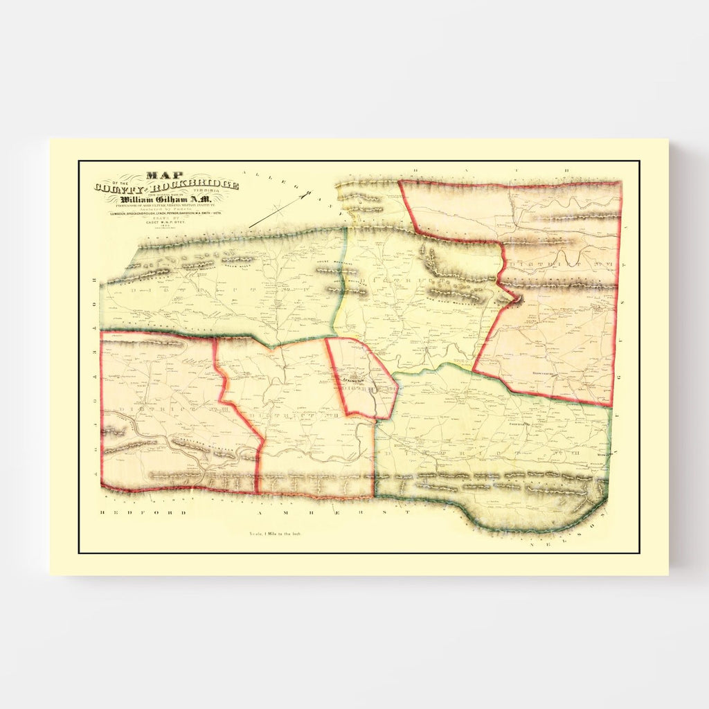 Vintage Map of Rockbridge County, Virginia 1860
