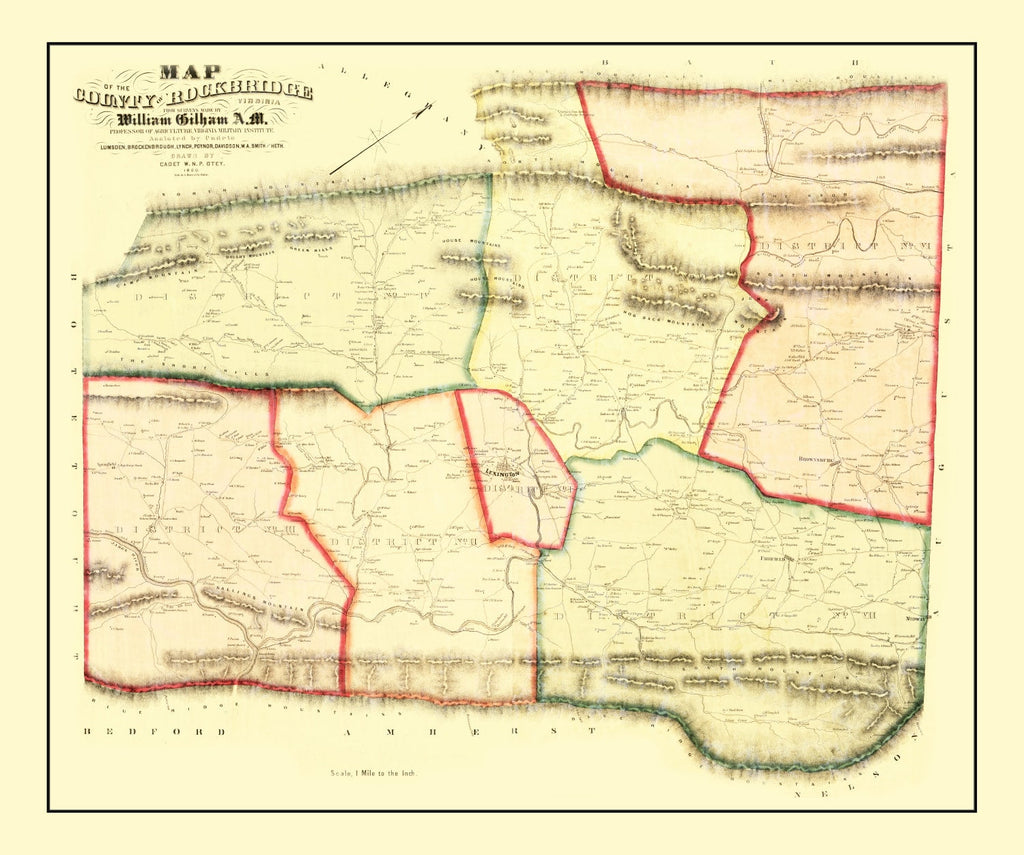 Vintage Map of Rockbridge County, Virginia 1860