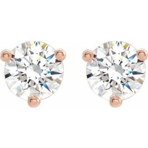 14K Rose Gold 7 mm Round Stuller Lab-Grown Moissanite™ Earrings – image 2
