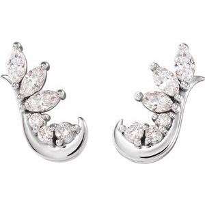 14K White Gold 1/4 CTW Natural Diamond Earring Climbers