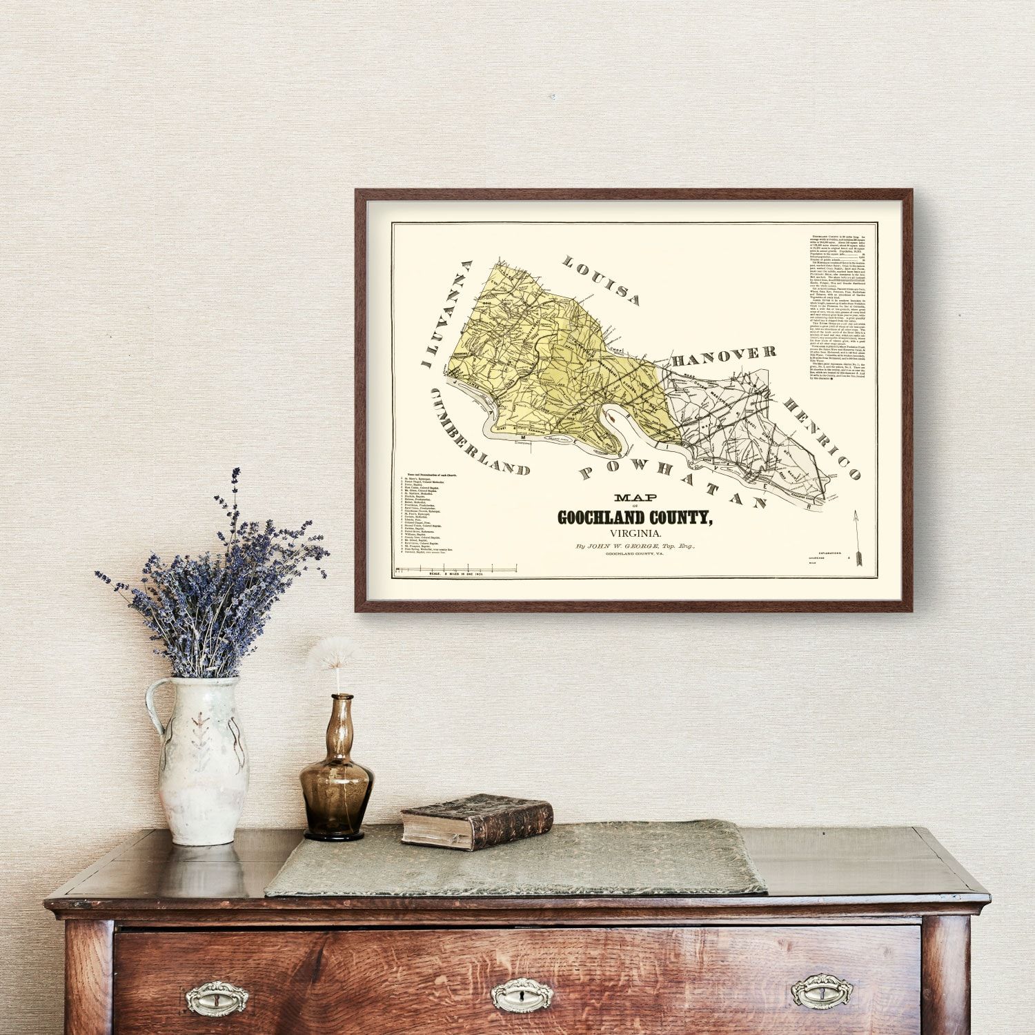 Vintage Map of Goochland County, Virginia 1881