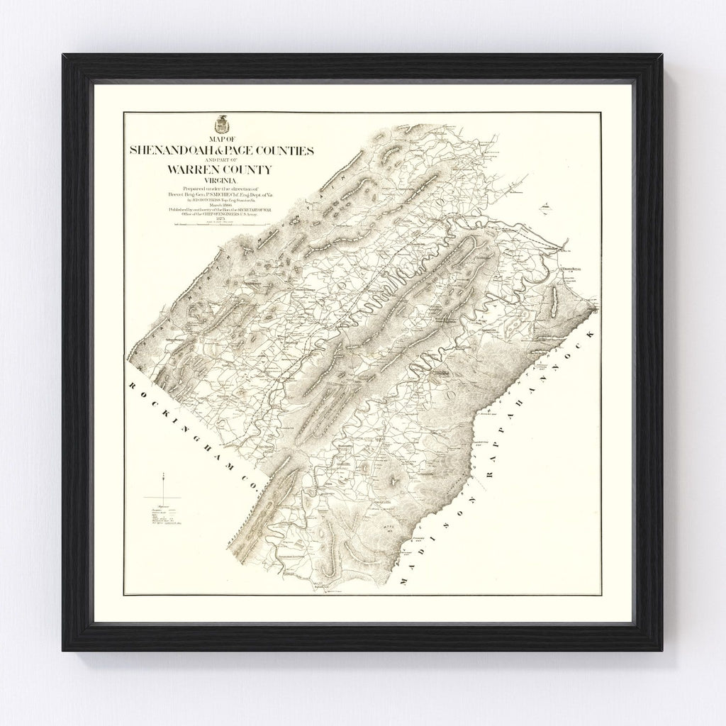 Vintage Map of Shenandoah & Page County, Virginia 1875