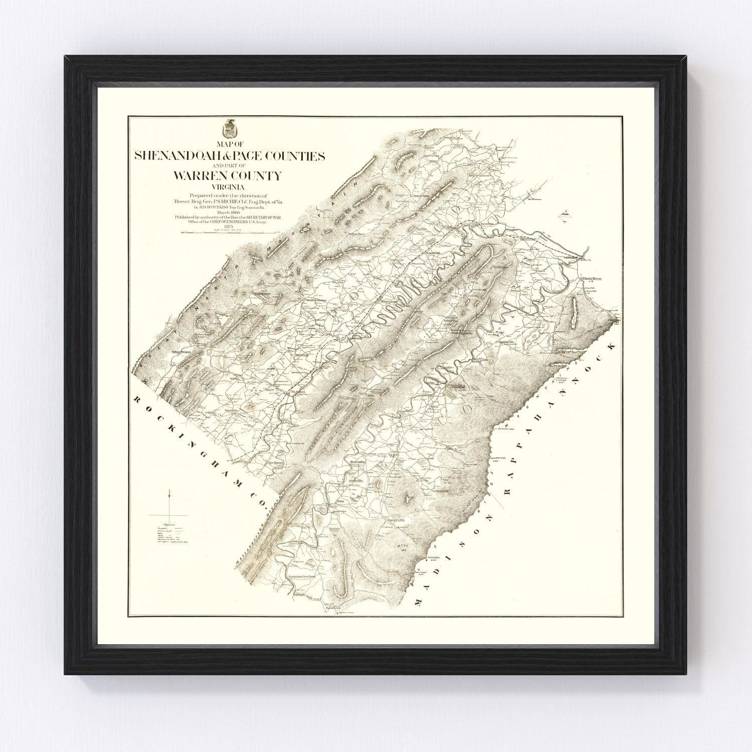 Vintage Map of Shenandoah & Page County, Virginia 1875