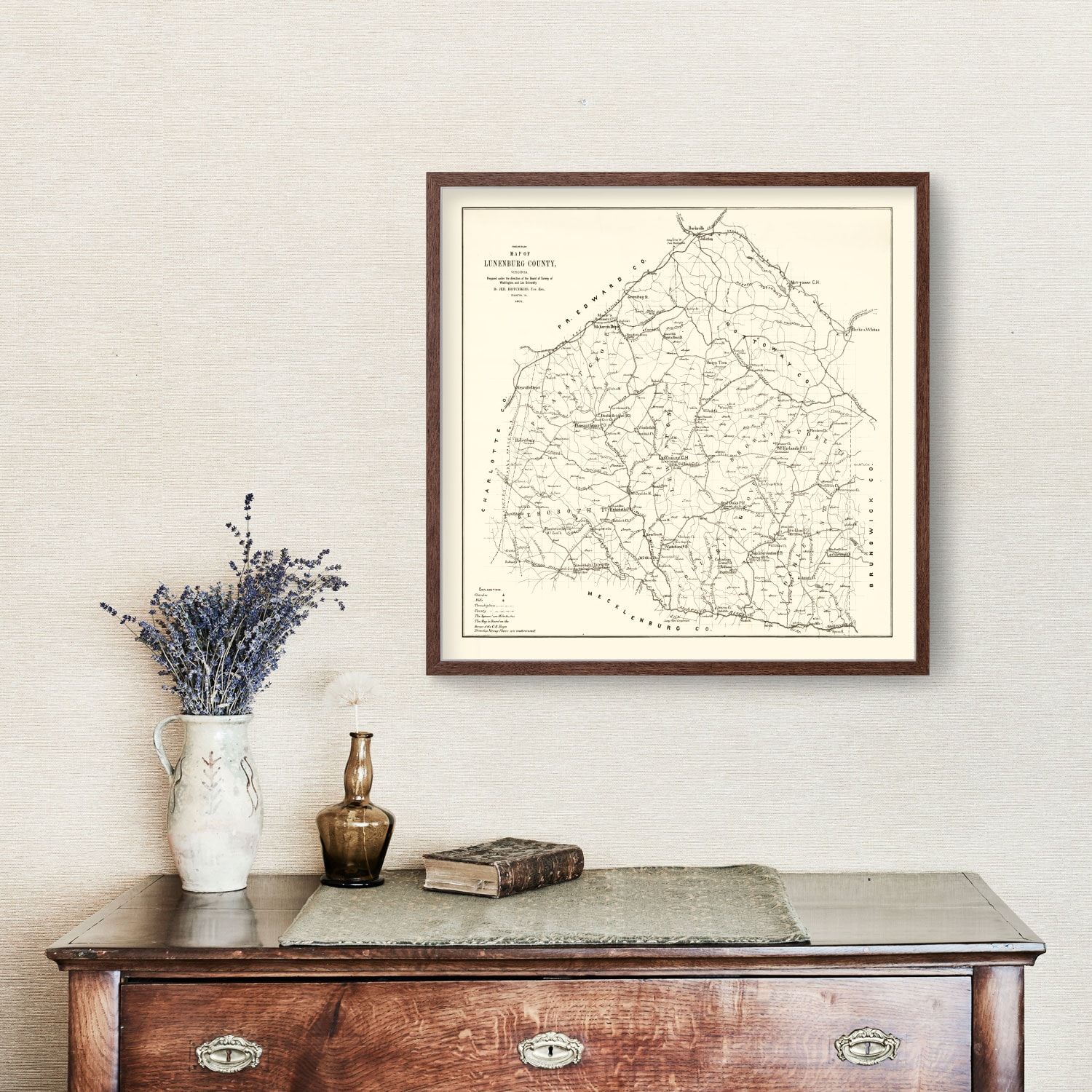 Vintage Map of Lunenburg County, Virginia 1871